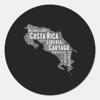 Costa Rica Word Cloud Landkaart Ronde Sticker