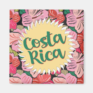Costa Rica zon met hibiscus Magneet