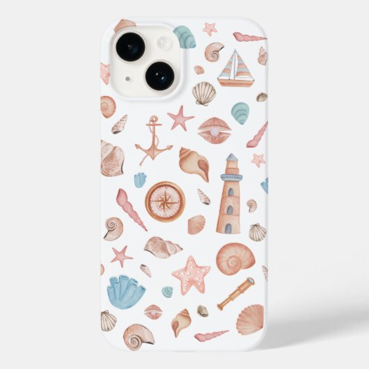 Costal Boho Zee Shell Waterverf IPhone Case (Achterkant)