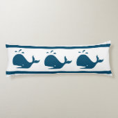 Costal Nautical Navy BLUE WHALE White Lichaamskussen (Achterkant)