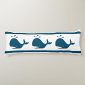 Costal Nautical Navy BLUE WHALE White Lichaamskussen (Voorkant)
