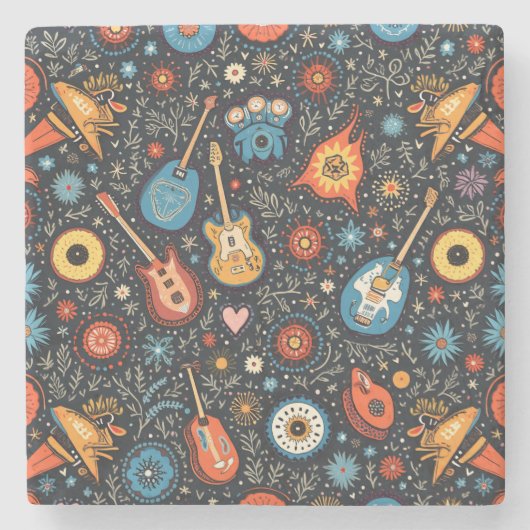 coster van een rockfestival stenen onderzetter (Voorkant)