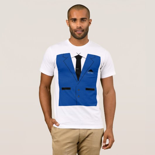 Costume bleu avec Cravate Funny T-shirt Nom person (Devant entier)