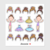 Costume de Ballerine Couronne Tutu Autocollants (Feuille)