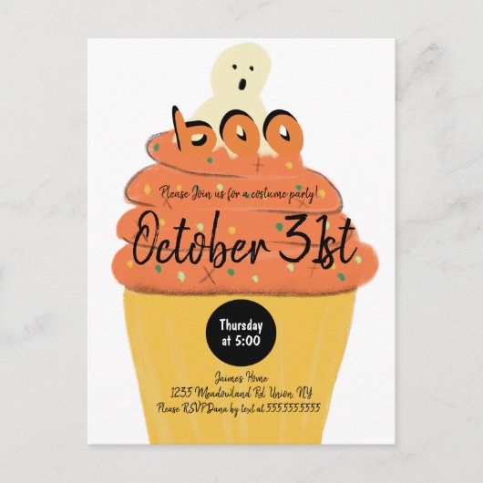 Costume de fantôme de cupcake givré Invitation de  (Devant)