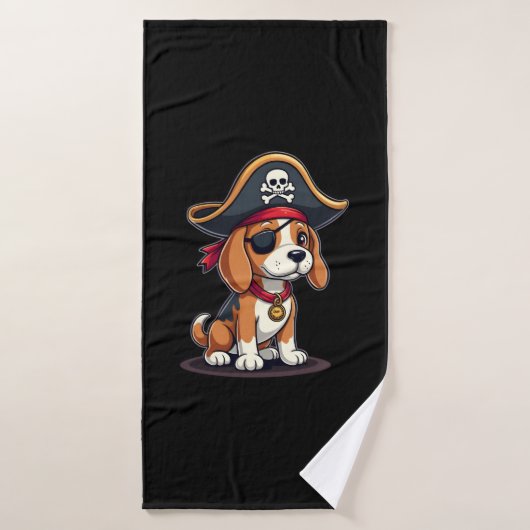 Costume de pirate Beagle Drapeau Jolly Roger Crâne (Serviette de bain)