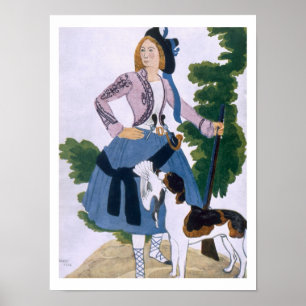 Costume design for The Huntress, 1922 (kleur lith) Poster