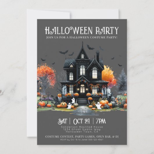 Costume éffrayant Invitation de la fête d'Hallowee (Devant)