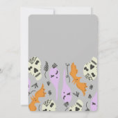 Costume Halloween Party Ghost Skull Doodles Grey Kaart (Achterkant)