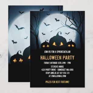 Costume Halloween party met pompoenen in spooky Kaart