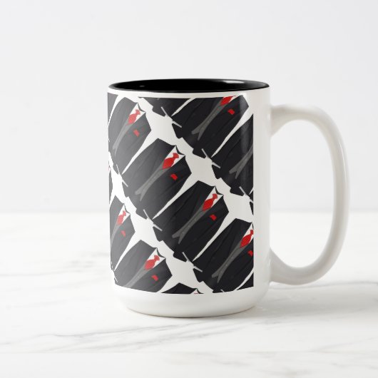 Costume noir homme et Cravate rouge Mug café blanc (Droit)