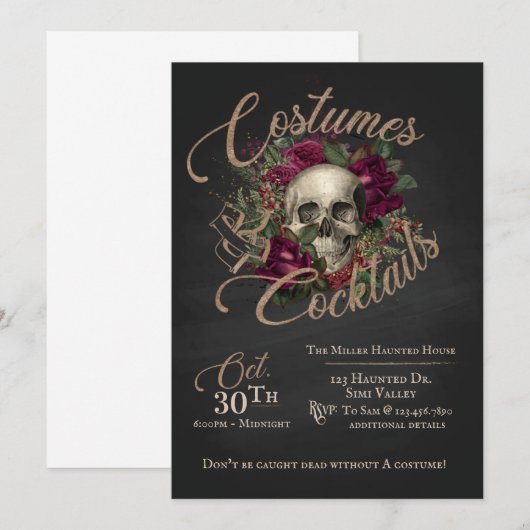 Costume party, Halloween Party, Cocktail Kaart (Voorkant / Achterkant)