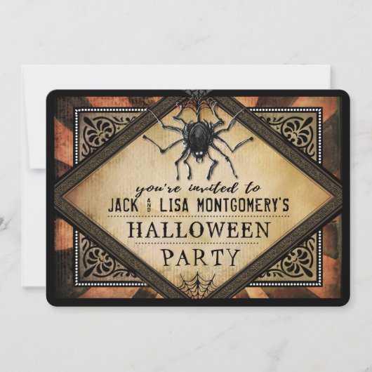 Costume Party Orange & Black Spider Invitation got (Devant)