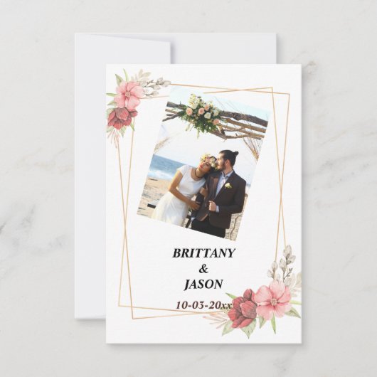 Costume Photo Or Elegant Carte de remerciements de (Devant)