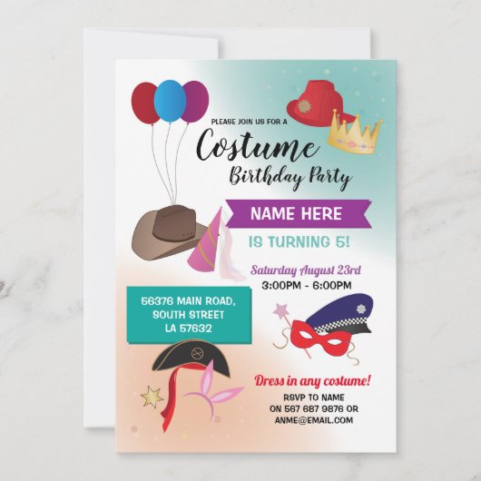 Costume robe fantaisie Invitation de fête d'annive (Devant)