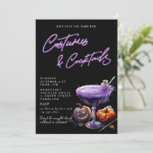 Costumes & Cocktails Adult Halloween Party Kaart (Staand voorkant)