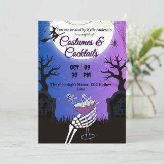 Costumes & Cocktails Halloween Part Invitation  Kaart