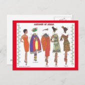 Costumes d'Afrique Papier Doll carte postale (Devant / Derrière)
