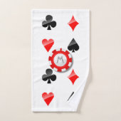Costumes de cartes de jeu et jetons de poker (Serviette à main)
