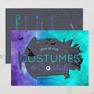 Costumes en Cocktails Halloween Party Invitation Kaart