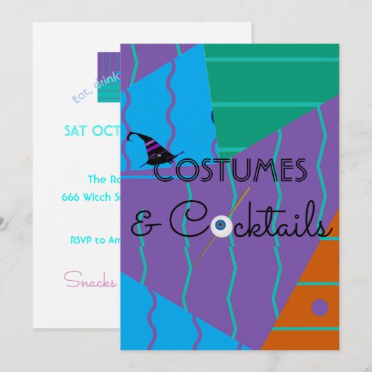 Costumes et cocktails Invitation à la fête d'Hallo (Devant / Derrière)