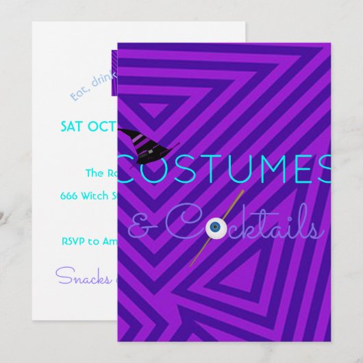 Costumes et cocktails Invitation à la fête d'Hallo (Devant / Derrière)