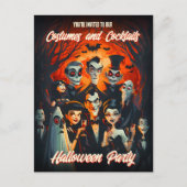 Costumes QR Code Cocktails Halloween Invitation (Devant)