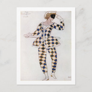 Costuum design voor Harlequin, van slapende schoon Briefkaart