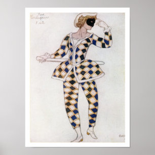 Costuum design voor Harlequin, van slapende schoon Poster