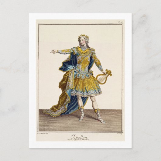 Costuum voor Apollo in de opera "Phaethon", engrav Briefkaart (Voorkant)