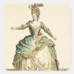 Costuum voor Venus in verscheidene opera's, gegrav Vierkante Sticker