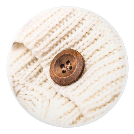 Cosy câble tricot bouton crème brun rustique (Devant)