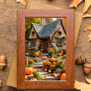 Cosy Citrouille Cottage Automne Harvest Poster mur