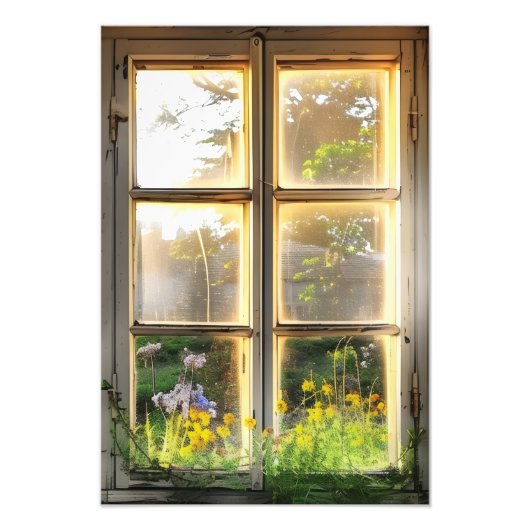 Cosy Countryside Window Uitzicht Foto Afdruk (Voorkant)