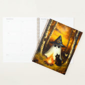 Cosy Halloween Ghost & Black Cat Campfire Art (Devant avec enveloppe)