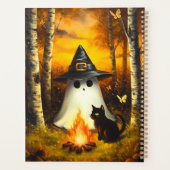 Cosy Halloween Ghost & Black Cat Campfire Art (Dos)