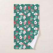 Cosy hiver Noël Mittens Motif en vert (Serviette à main)