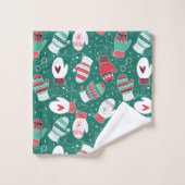 Cosy hiver Noël Mittens Motif en vert (Gant de toilette)