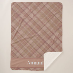 Cosy Mauve Beige Plaid Style Vintage