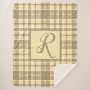 Cosy moderne et muet beige et marron plaid monogra