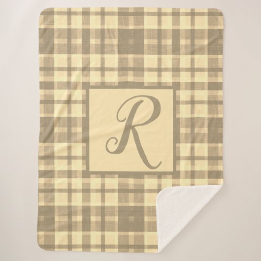 Cosy moderne et muet beige et marron plaid monogra (Devant)