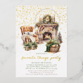 Cosy Noël favoris choses Foil Invitation (Recto)