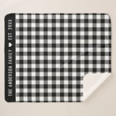 Cosy noir et blanc Buffalo Plaid Family Monogramme (Devant (Horizontal))