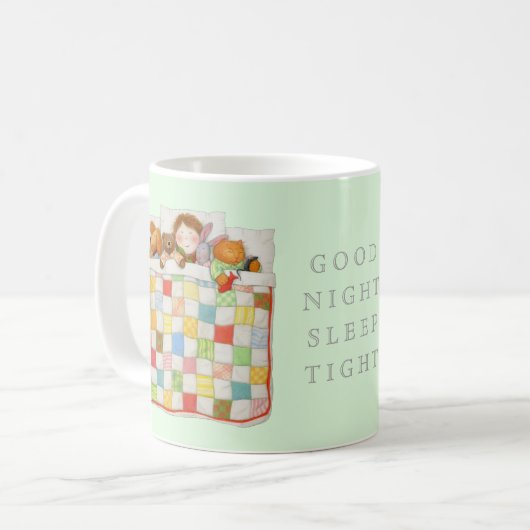 COSY QUILT Mug blanc + Vert (Devant gauche)
