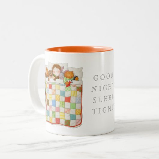 COSY QUILT Orange Mug à deux tons (Devant gauche)