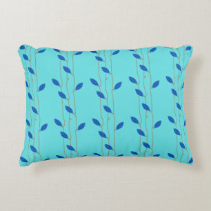 Cosy Turquoise Blue Feuille Cotton Accent Coussin