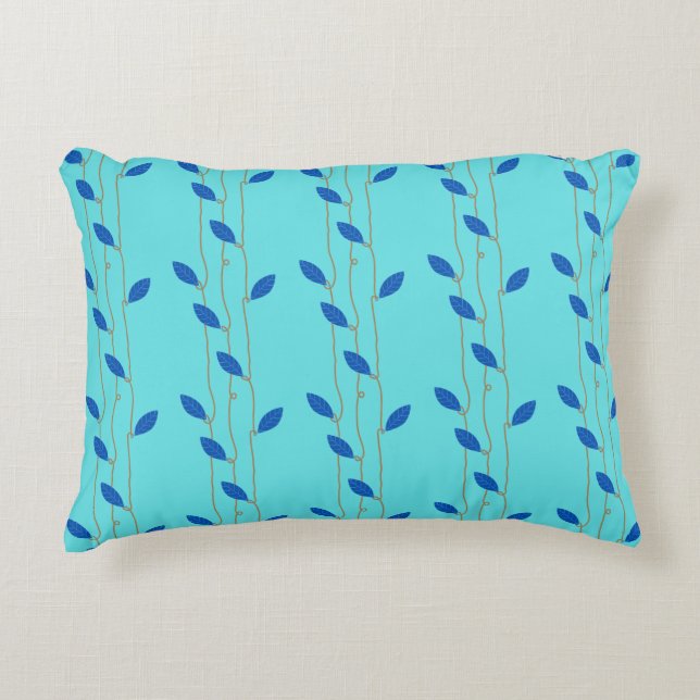 Cosy Turquoise Blue Feuille Cotton Accent Coussin (Devant)