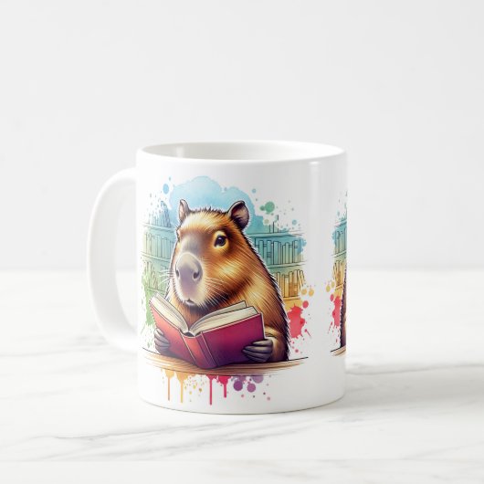 Cosy Up in the Library avec Capybara Reading Mug : (Devant gauche)