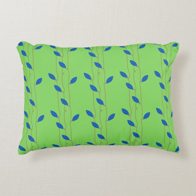 Cosy Vert Bleu Feuille Coton Accent Coussin (Devant)