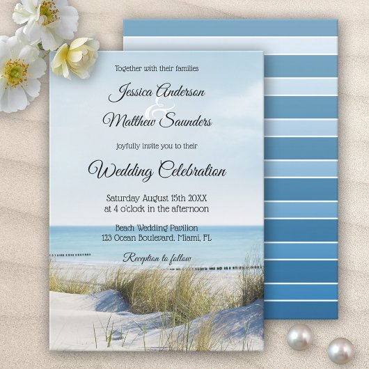 Côte avec Dunes Beach Wedding Invitation